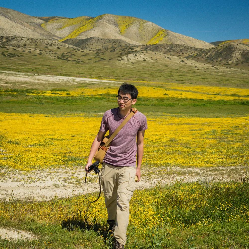 Anthony Ng in a field of wildflowers